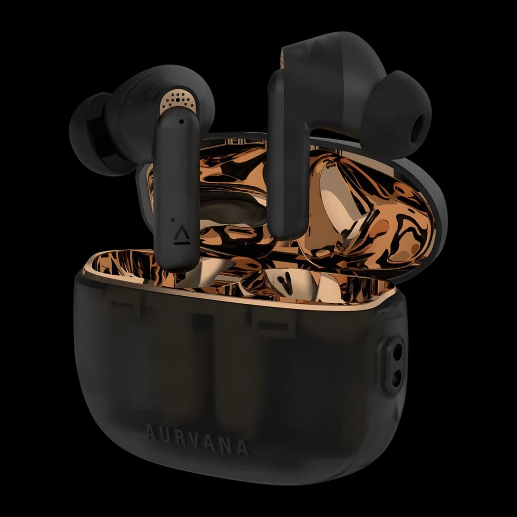Auriculares Creative Labs Aurvana Ace 2 Cancelamento de Ruído TWS Bluetooth 5.3 Preto, vista frontal: estojo aberto