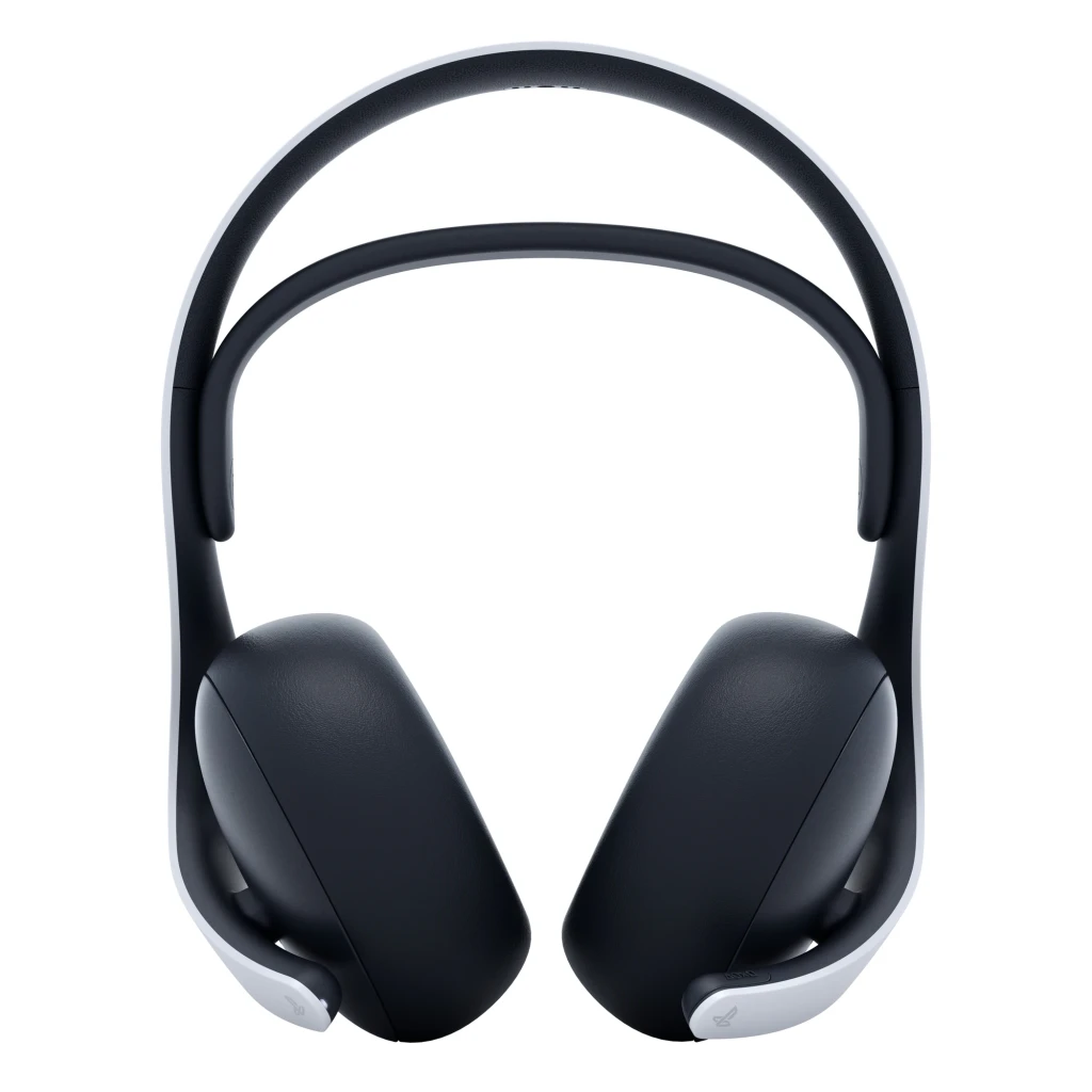 Sony Auriculares Pulse 5 Elite Blancos, vista frontal: diadema negra doble arco, almohadillas negras y cuerpo blanco