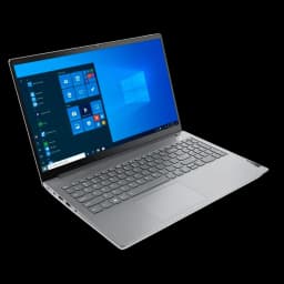 Ultrabook gris Lenovo ThinkBook 15 G2 ITL ouvert, écran 15,6 pouces Full HD, clavier QWERTZ rétroéclairé, large trackpad, châssis fin et léger