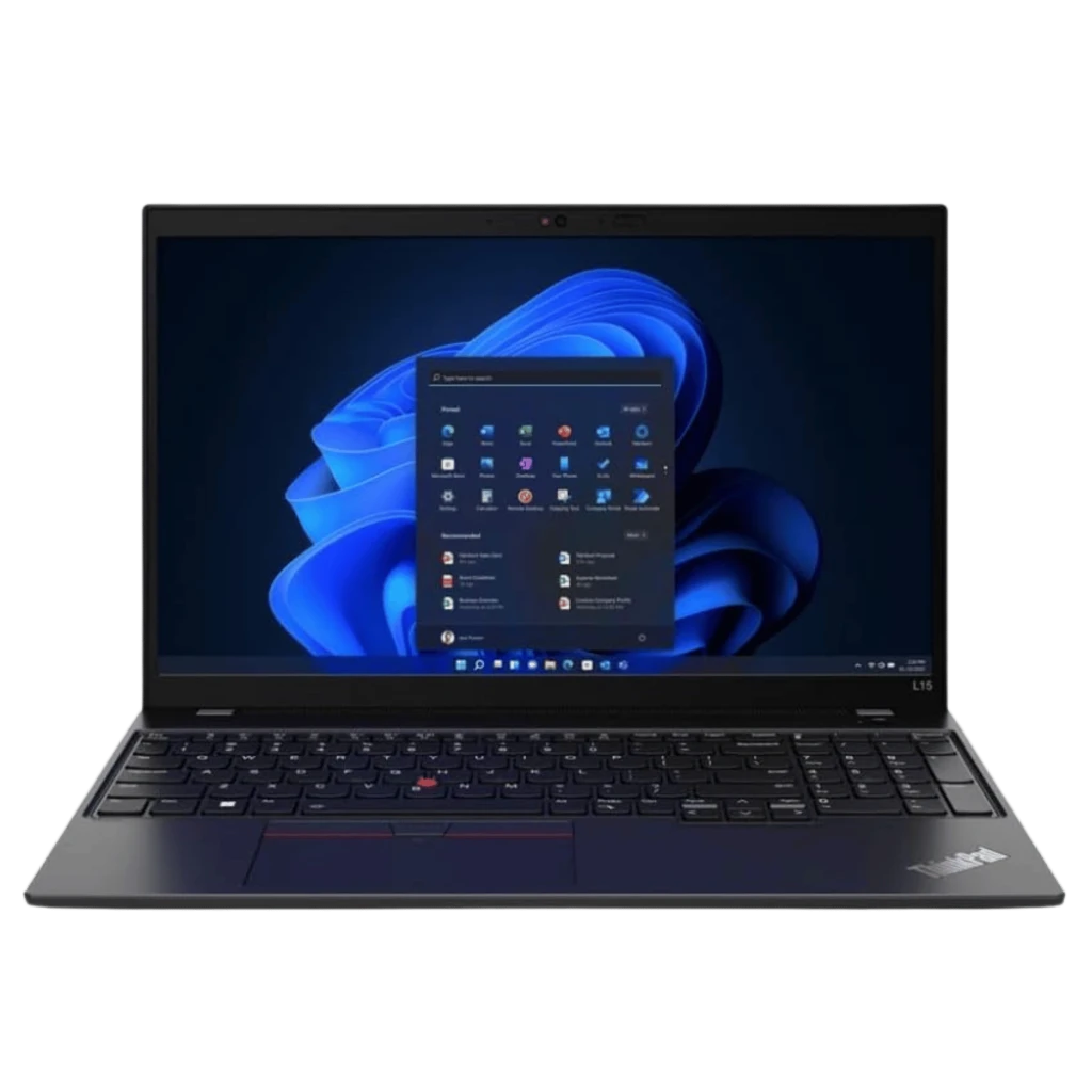 Portátil Lenovo ThinkPad L15 Gen 3 negro, 15,5 pulgadas, teclado QWERTZ con TrackPoint rojo, biseles delgados, logo ThinkPad en la esquina, pantalla con