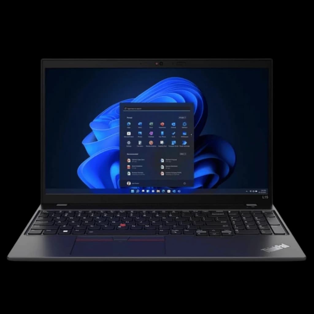 Portátil Lenovo ThinkPad L15 Gen 3 negro, 15,5 pulgadas, teclado QWERTZ con TrackPoint rojo, biseles delgados, logo ThinkPad en la esquina, pantalla con