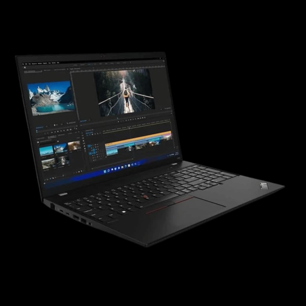 Lenovo ThinkPad P16s Gen 1 16 pouces noir, écran fin à bords minces, clavier QWERTZ rétroéclairé, châssis robuste, trackpoint rouge, état rénové