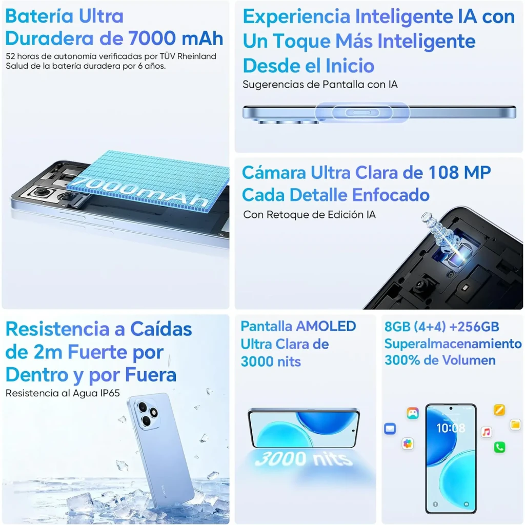 Honor X8D 8GB 512GB Azul com tela AMOLED 6,7 polegadas, bordas finas, câmera tripla traseira em módulo arredondado e furo central para a câmera frontal - Item2