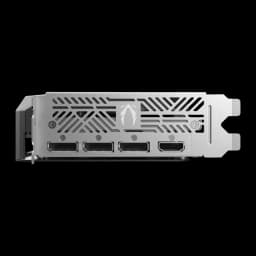 ZOTAC GeForce RTX 5050 Twin Edge 8GB, vue arrière: équerre argentée avec 3x DisplayPort et 1x HDMI 2.1 visibles