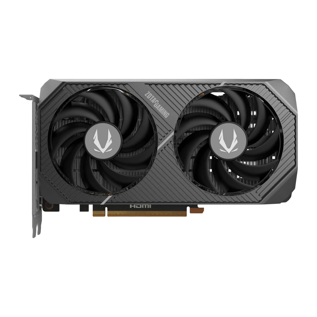 ZOTAC GeForce RTX 5050 Twin Edge 8GB noir, produit et boîte: carte graphique double ventilateur avec son emballage - Ítem1