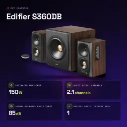 Altavoces Edifier 2.1 150W Bluetooth 4.1 Negro S360DB - características