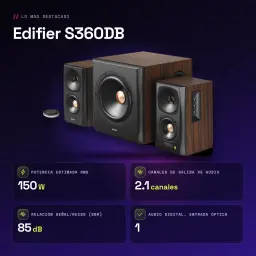 Altavoces Edifier 2.1 150W Bluetooth 4.1 Negro S360DB - características