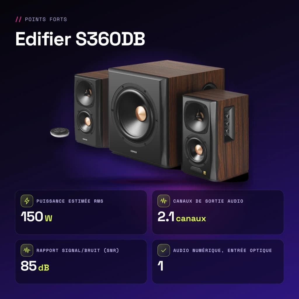 Altavoces Edifier 2.1 150W Bluetooth 4.1 Negro S360DB - características