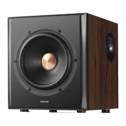 Altavoces Edifier 2.1 150W Bluetooth 4.1 Negro S360DB, subwoofer en ángulo: woofer frontal con cápsula cobre y lateral madera