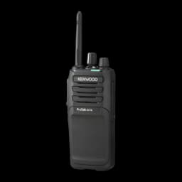 Talkie Walkie Kenwood Noir 9000m 48 Canaux (32 dPMR446 + 16 PMR446) TK-3701D, vue avant: antenne, logo Kenwood, grille