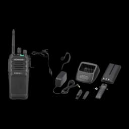 Talkie Walkie Kenwood Noir 9000m 48 Canaux (32 dPMR446 + 16 PMR446) TK-3701D, contenu boîte: talkie, oreillette, chargeur