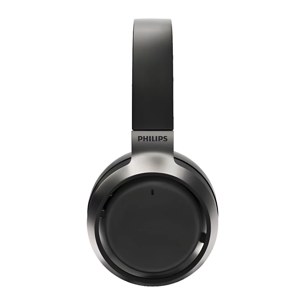 Philips Fidelio L3 Over-Ear Noir, vue latérale: coque extérieure avec anneau métallique et logo Philips visible
