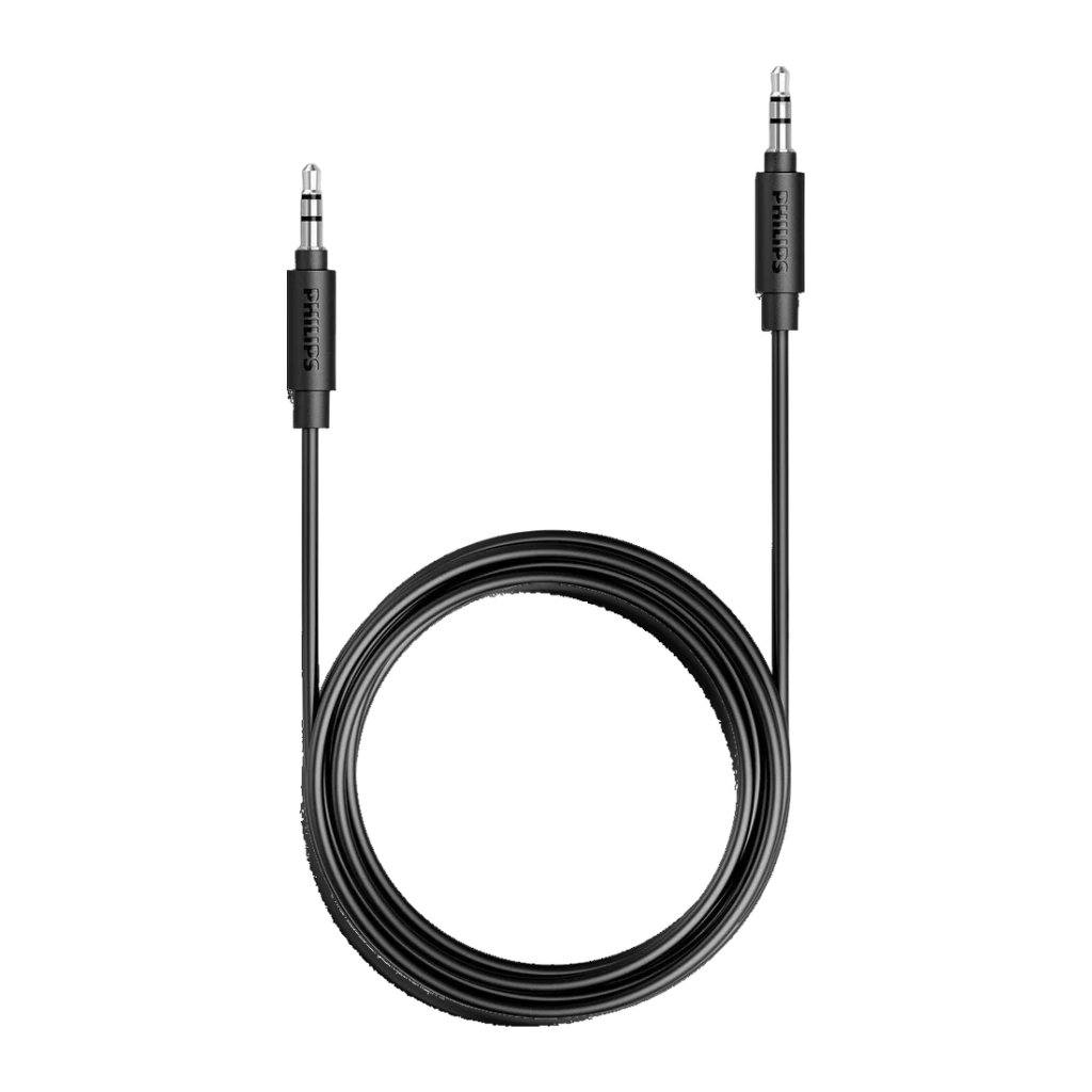 Philips SHD8850 Noir, accessoire: câble auxiliaire 3,5 mm noir inclus avec deux connecteurs jack et logo Philips