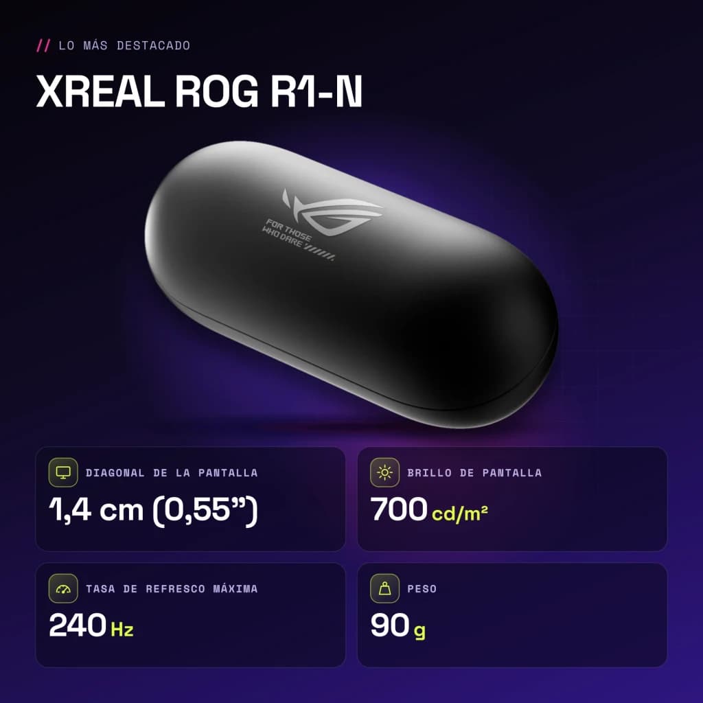 XREAL ROG R1-N Noir Réalité Augmentée Micro OLED 1920x1080 240Hz - caractéristiques