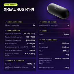 XREAL ROG R1-N Noir Réalité Augmentée Micro OLED 1920x1080 240Hz - caractéristiques, 153,2 mm