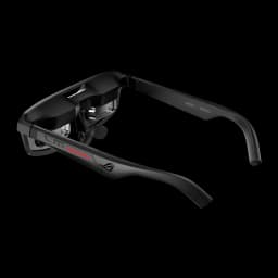 XREAL ROG XREAL R1-B 240Hz Noir Réalité Augmentée Micro OLED 1920x1080, vue arrière en angle: logo ROG rouge, optiques