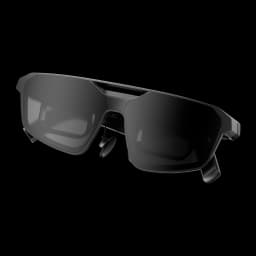 XREAL ROG XREAL R1-B 240Hz Noir Réalité Augmentée Micro OLED 1920x1080, vue en angle: monture noire avec verres sombres