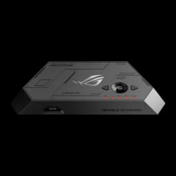 XREAL ROG XREAL R1-B 240Hz Noir Réalité Augmentée Micro OLED 1920x1080, vue dessus en angle: hub de contrôle avec logo ROG