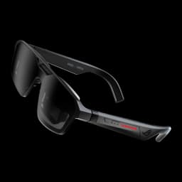 XREAL ROG XREAL R1-B 240Hz Noir Réalité Augmentée Micro OLED 1920x1080, vue latérale: branche avec logo ROG et LEDs rouges