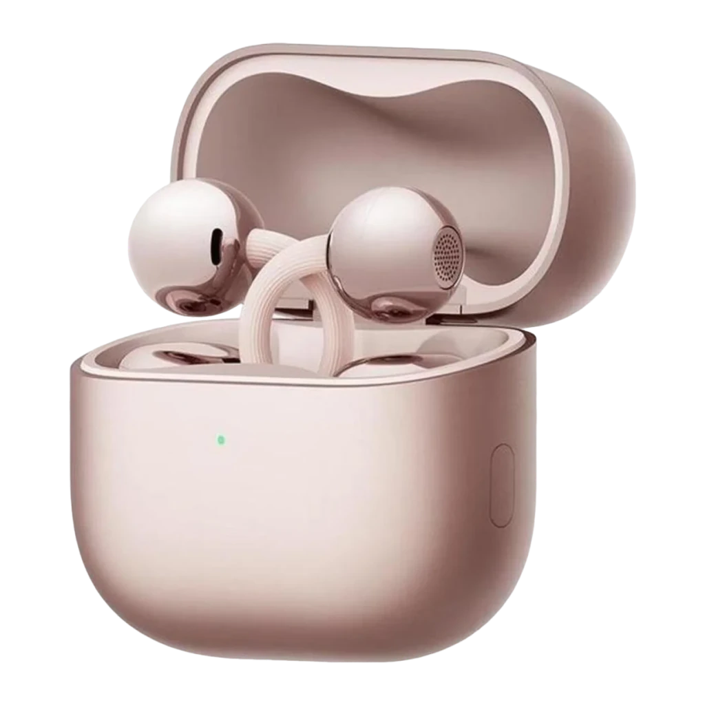Auriculares Huawei FreeClip 2 Flower Edition Open-Ear Bluetooth 38h Oro Rosa, estuche abierto: auriculares con clip