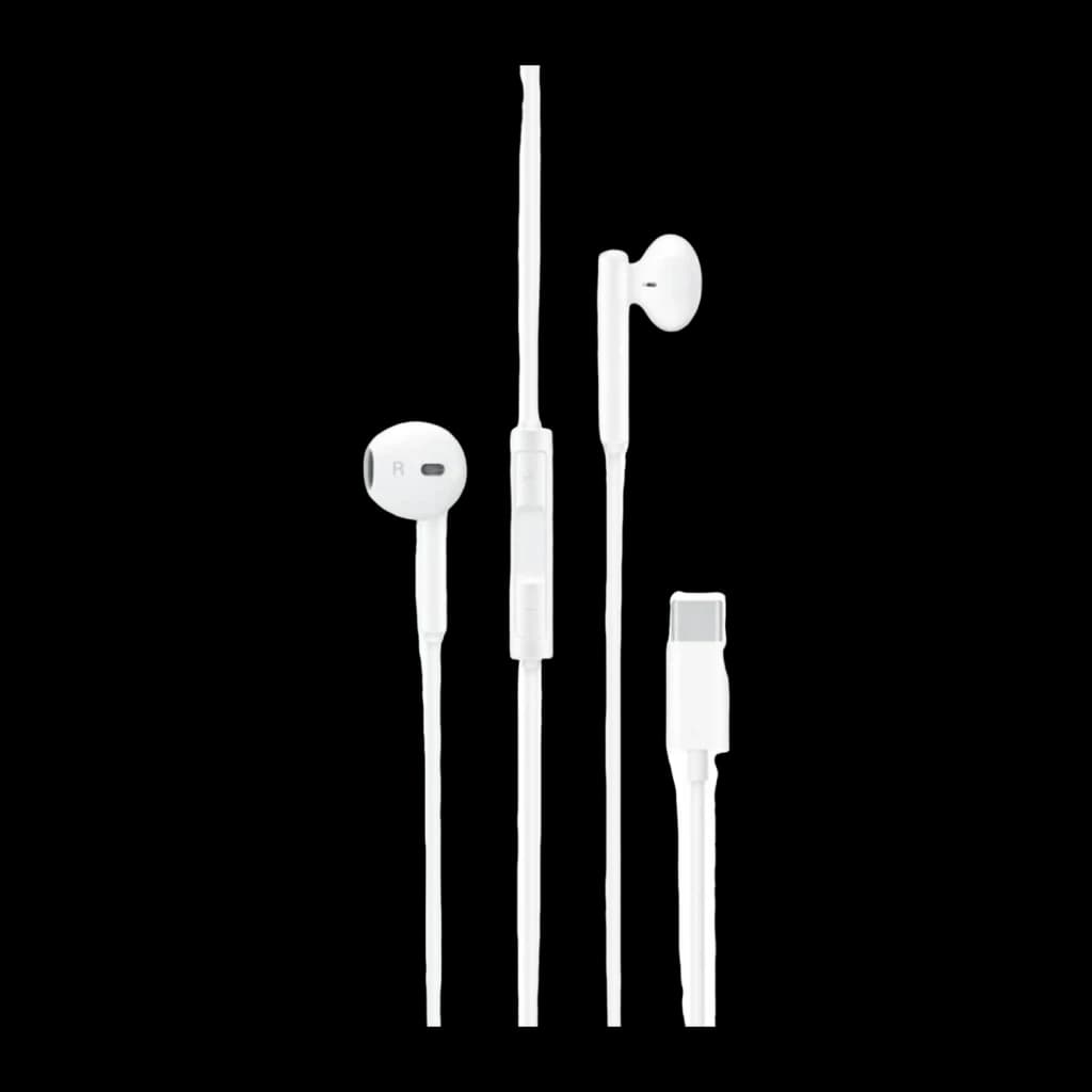 Auriculares Huawei CM33 In-Ear USB-C Branco, vista frontal: dois auriculares, controlo no cabo e conector USB-C visíveis