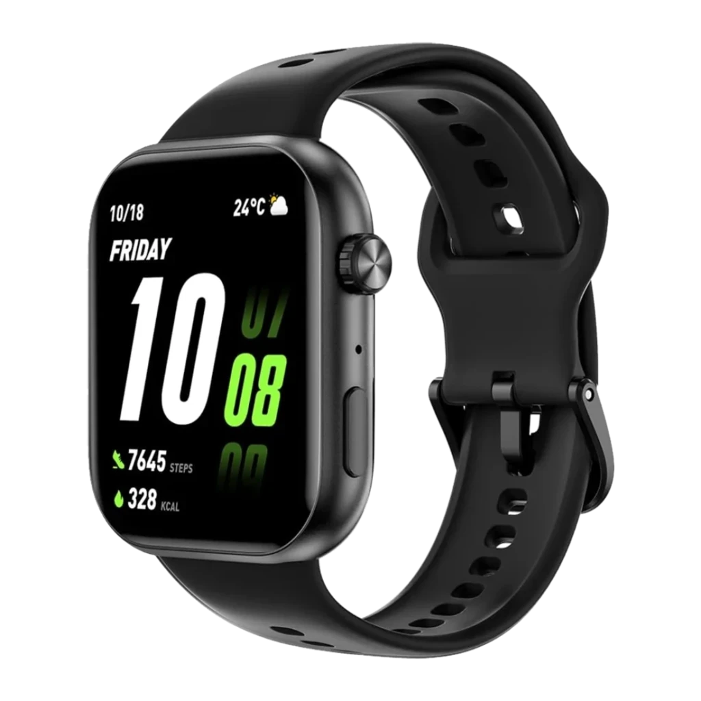 HONOR Choice Watch 2i Negro Llamadas Bluetooth Monitor Frecuencia Cardíaca SpO2, vista frontal en ángulo: pantalla con hora