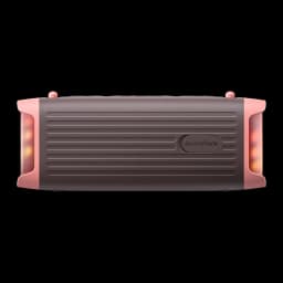 Altavoz Bluetooth Soundcore Boom 3i IP68 50W 16h Marrón, vista trasera: superficie estriada, logo Soundcore y luces LED