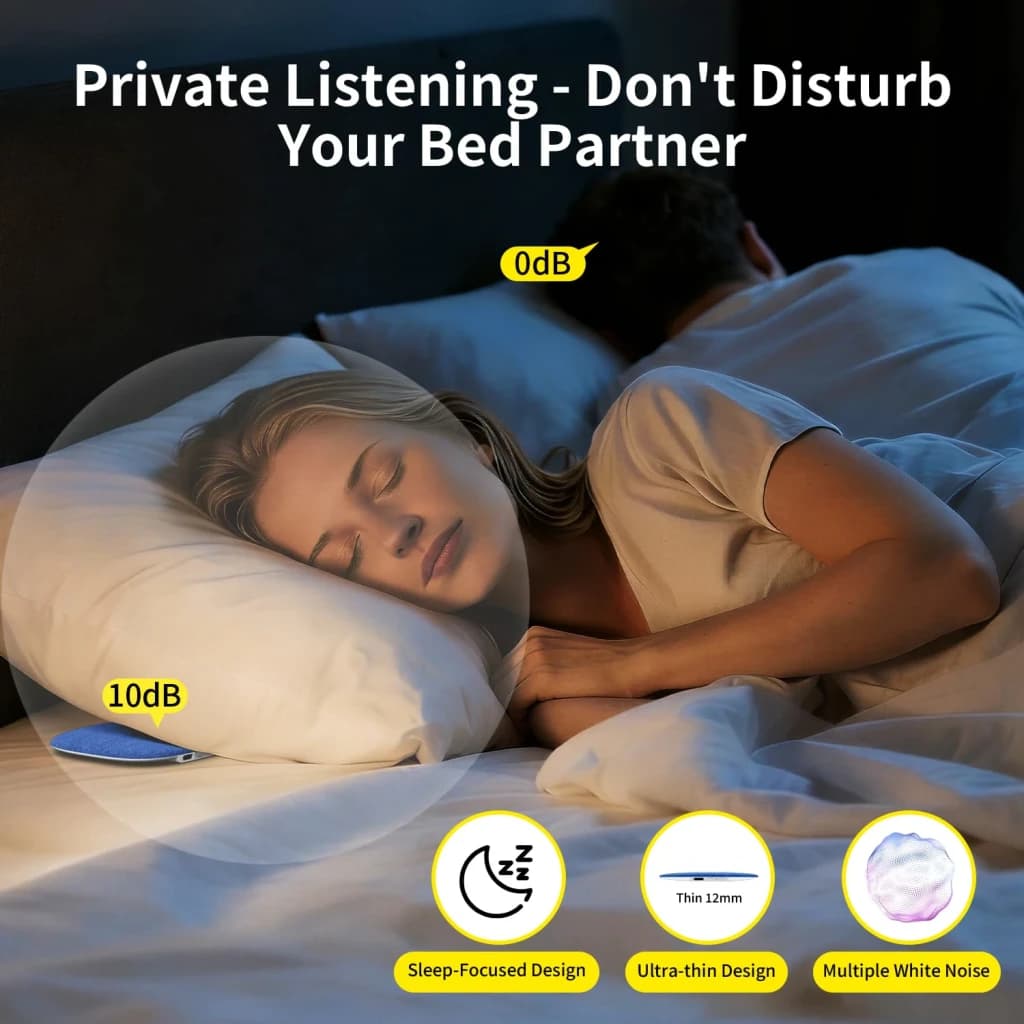 Haut-parleur d'oreiller NILLKIN pour dormir Bluetooth Bleu, usage: femme endormie avec haut-parleur bleu sous oreiller