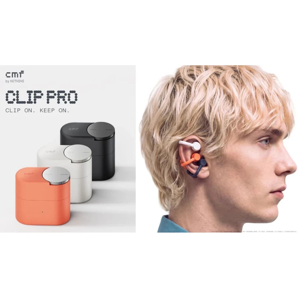 Auriculares CMF by Nothing Clip Pro Open-Ear Bluetooth 5.4 32,5h Coral, lifestyle: estuches en 3 colores y auricular coral