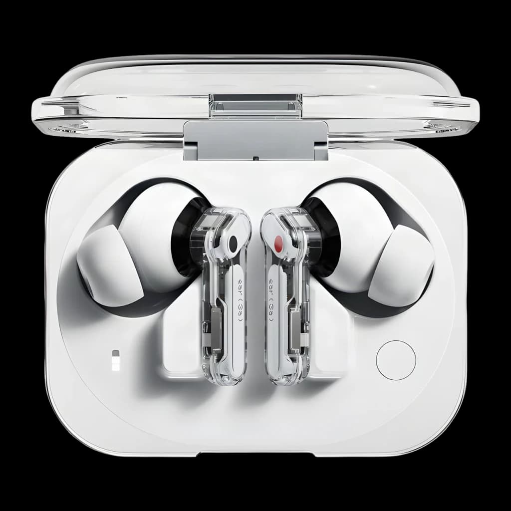 Auriculares Nothing Ear (3a) Cancelación de Ruido Adaptativa TWS In-Ear Blanco, vista superior: estuche abierto con ambos