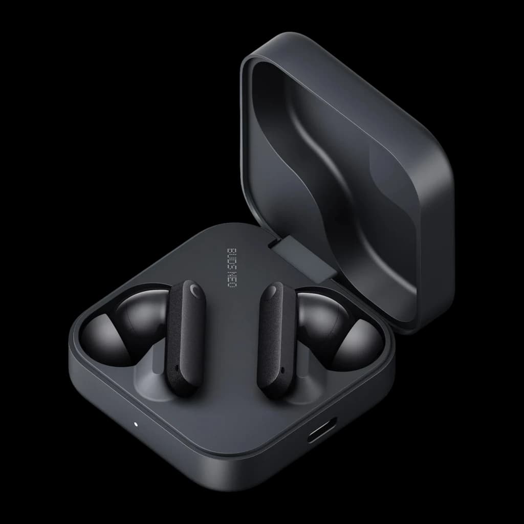 Auriculares CMF by Nothing Buds Neo Cancelación de Ruido TWS In-Ear Bluetooth Negro, vista aérea: estuche abierto con ambos