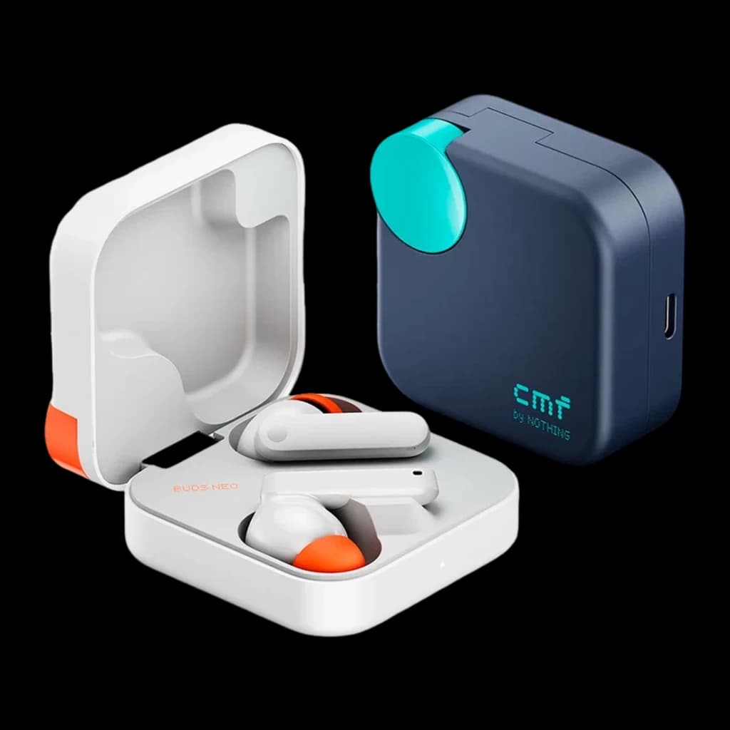 Auriculares CMF by Nothing Buds Neo Cancelación de Ruido Adaptativa TWS Azul Oscuro, vista conjunto: estuche abierto