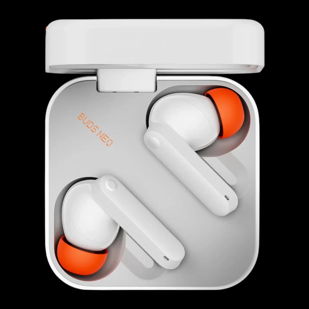 Auriculares CMF by Nothing Buds Neo Cancelación de Ruido TWS In-Ear Bluetooth 6.0 Blanco, vista superior: estuche abierto