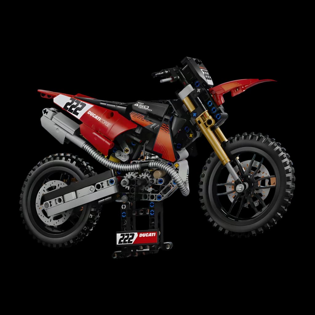 LEGO Technic 42238 Ducati Desmo450 MX Factory rouge y noir - vue principale