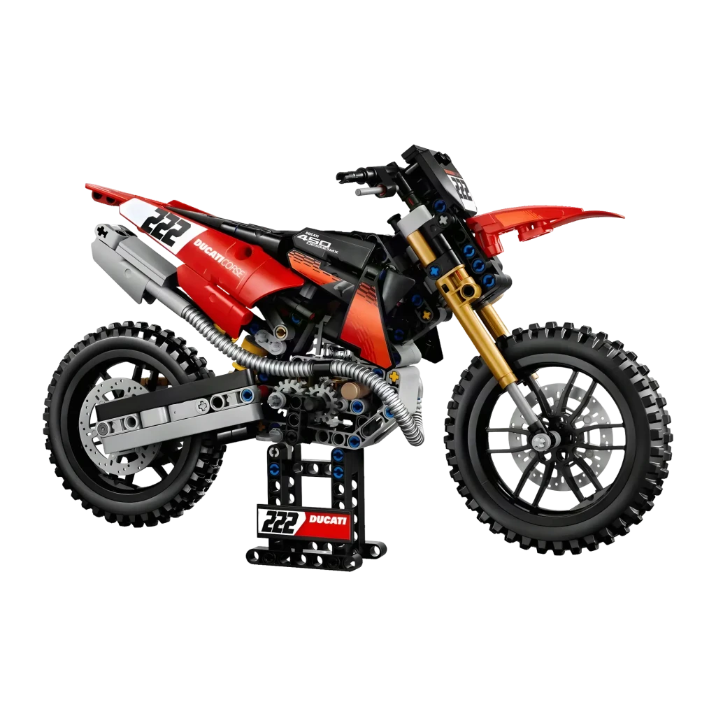 LEGO Technic 42238 Ducati Desmo450 MX Factory rojo y negro - vista principal - Ítem4