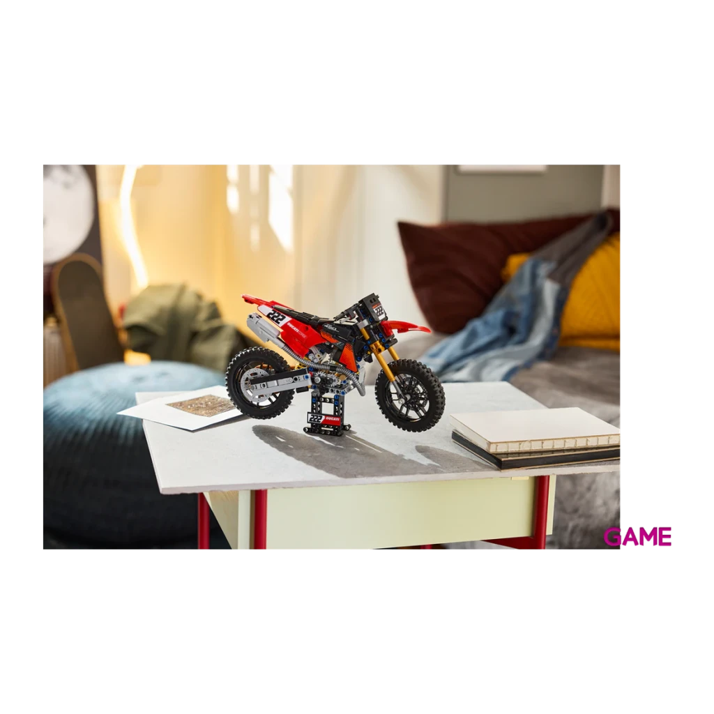LEGO Technic 42238 Ducati Desmo450 MX Factory rojo y negro - vista principal - Ítem9
