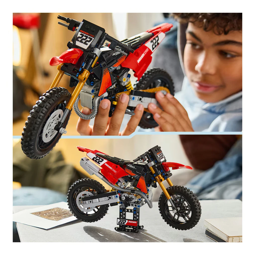 LEGO Technic 42238 Ducati Desmo450 MX Factory rojo y negro - vista principal - Ítem8