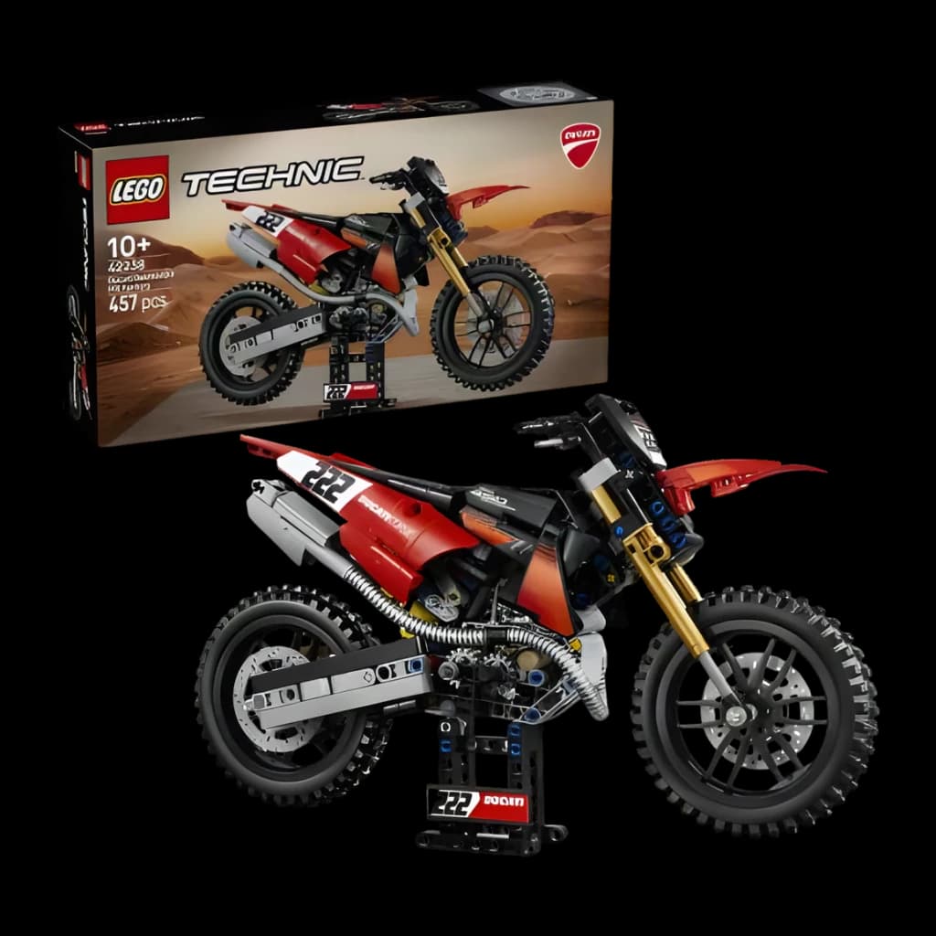 LEGO Technic 42238 Ducati Desmo450 MX Factory rouge y noir - détail 8