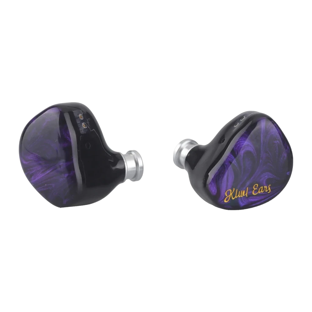 Auriculares IEM Kiwi Ears Cadenza In-Ear Jack 3,5mm 32Ω Berílio Roxo, vista frontal: carcaça translúcida roxa com logótipo