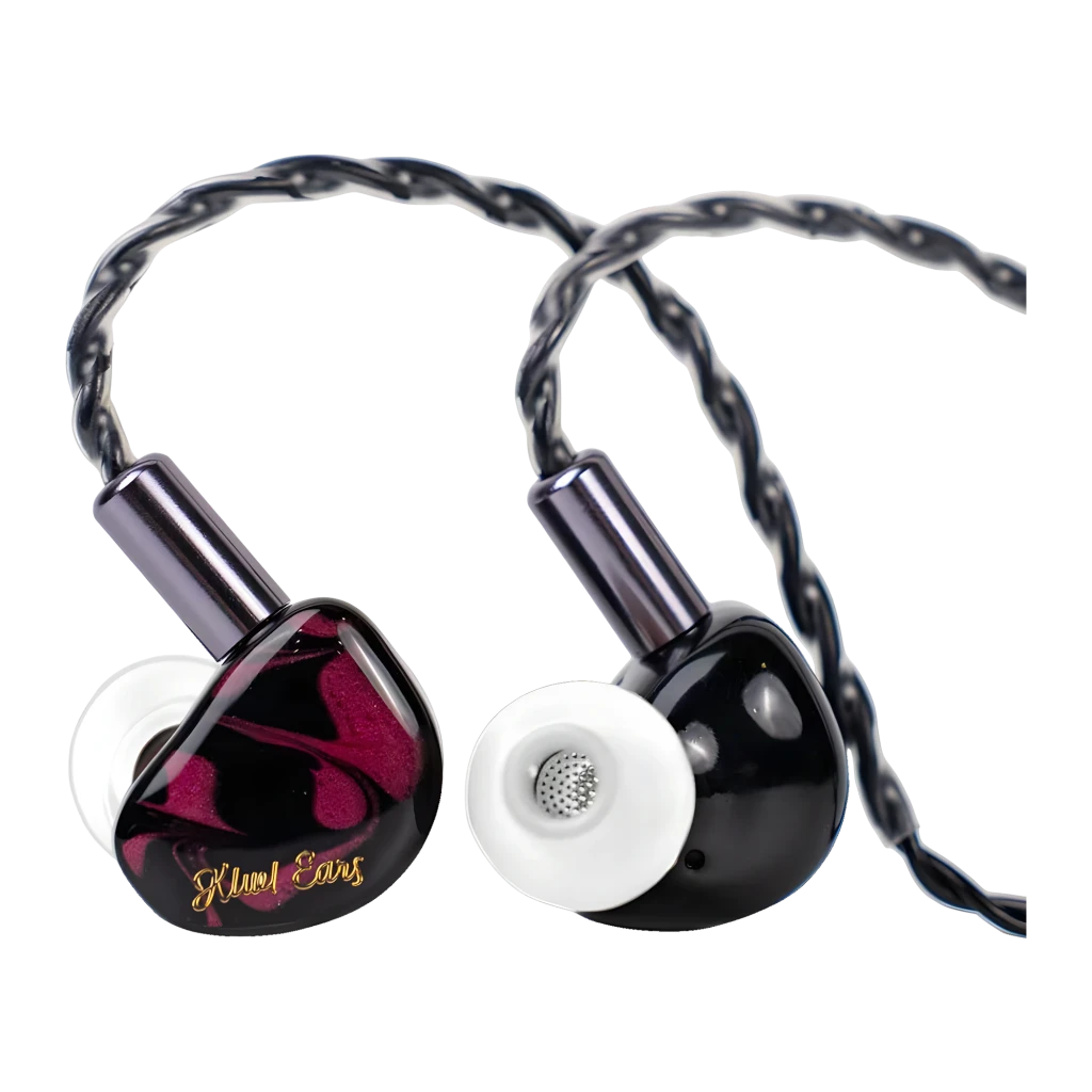 Auriculares Kiwi Ears Cadenza Red In-Ear Jack 3,5mm 10mm Berílio, vista frontal: carcaça vermelha marmorizada com logo