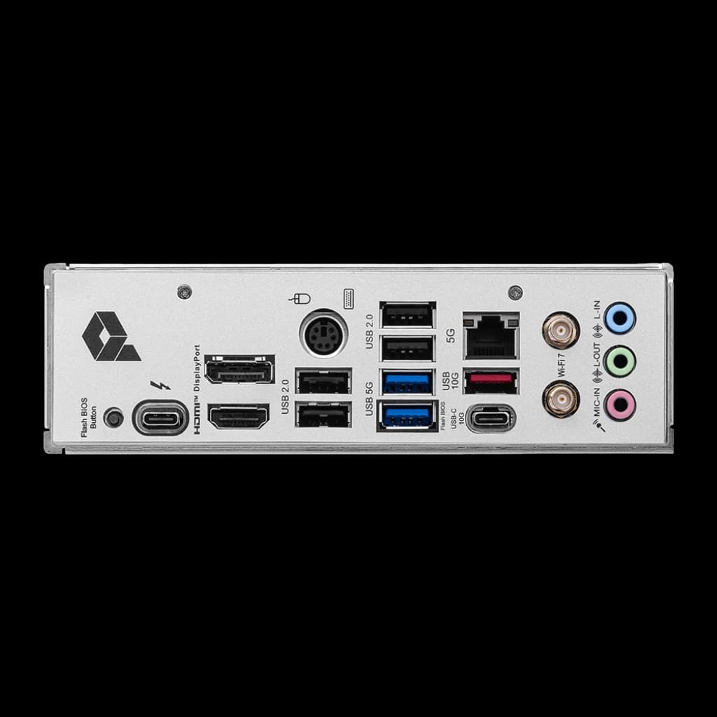 MSI PRO Z890-P WIFI negro plateado, panel trasero: puertos USB, HDMI, DisplayPort, LAN, Wi-Fi 7 y audio