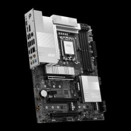 MSI PRO Z890-P WIFI Socket 1851 negro/plata, vista angular izquierda: panel I/O, disipadores VRM, socket y ranuras PCIe