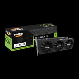 Inno3D GeForce RTX 5060 Low Profile 8GB negra, contenido de caja: tarjeta con tres ventiladores y caja de producto