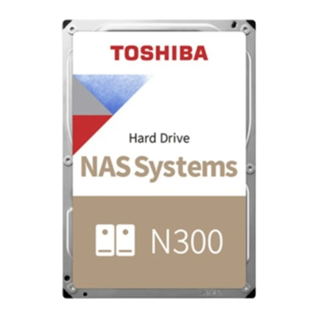Toshiba N300 NAS 6TB, vue de face centrée: étiquette avec logo Toshiba, NAS Systems et N300 bien visible
