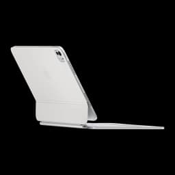 Apple Magic Keyboard iPad Pro 11 Espagnol Blanc, vue arrière latérale: dos de l'iPad Pro avec module caméra et charnière