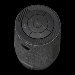 ASUS ZenBeam Latte L1 1080p 300lm Cinza, vista superior: painel de controlo circular com botões Menu, Bluetooth e corpo