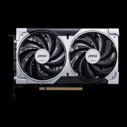 MSI RTX 5060 Ventus 2X OC 8GB plata, vista frontal: dos ventiladores con logo MSI y disipador plateado