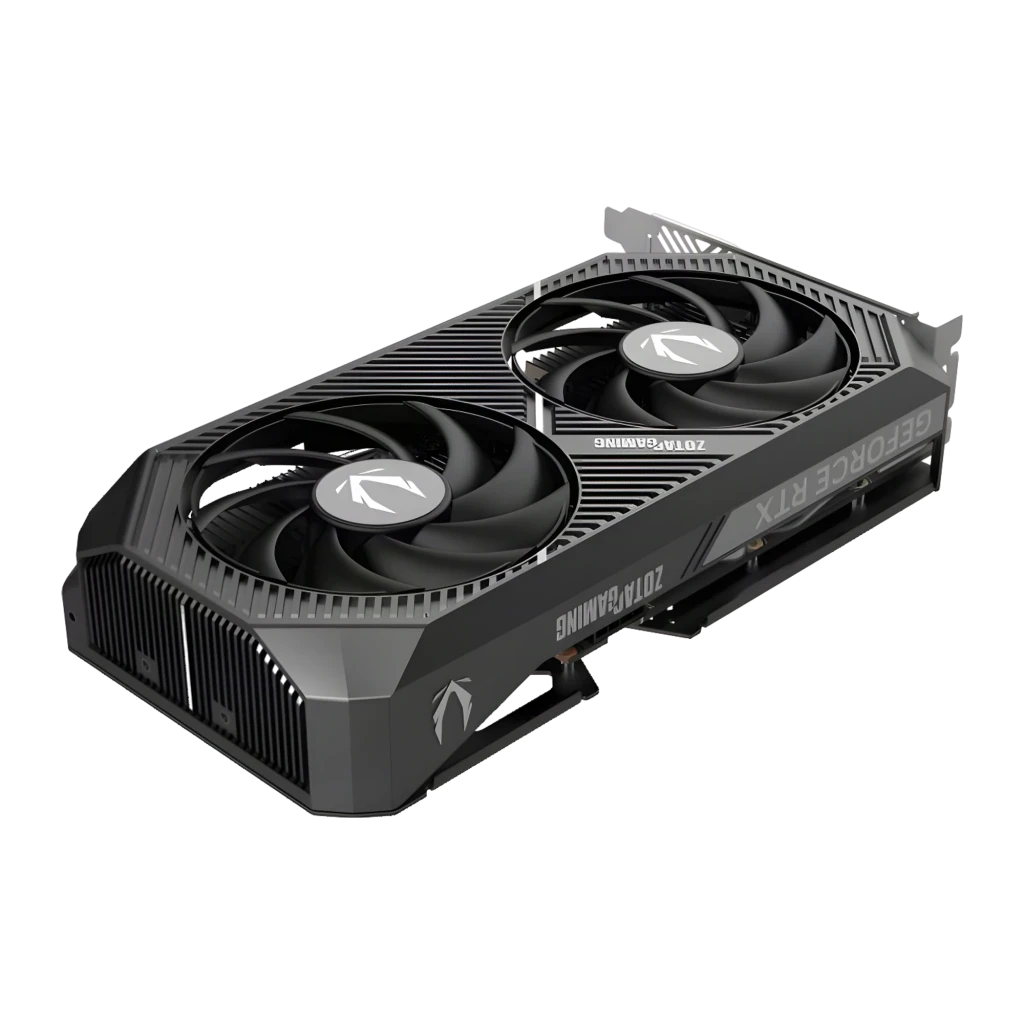 ZOTAC Gaming RTX 5050 Twin Edge OC 8GB gris, kit avec boîte: carte graphique en angle à côté de la boîte verte et grise - Ítem3