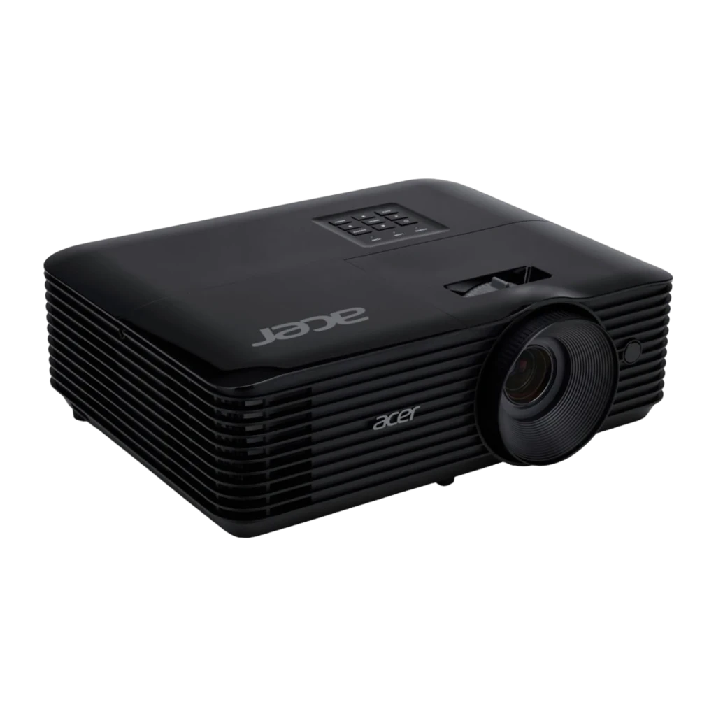 Acer Projecteur X129H Noir, vue avant gauche: objectif, grilles de ventilation latérales et panneau de commande supérieur - Ítem2