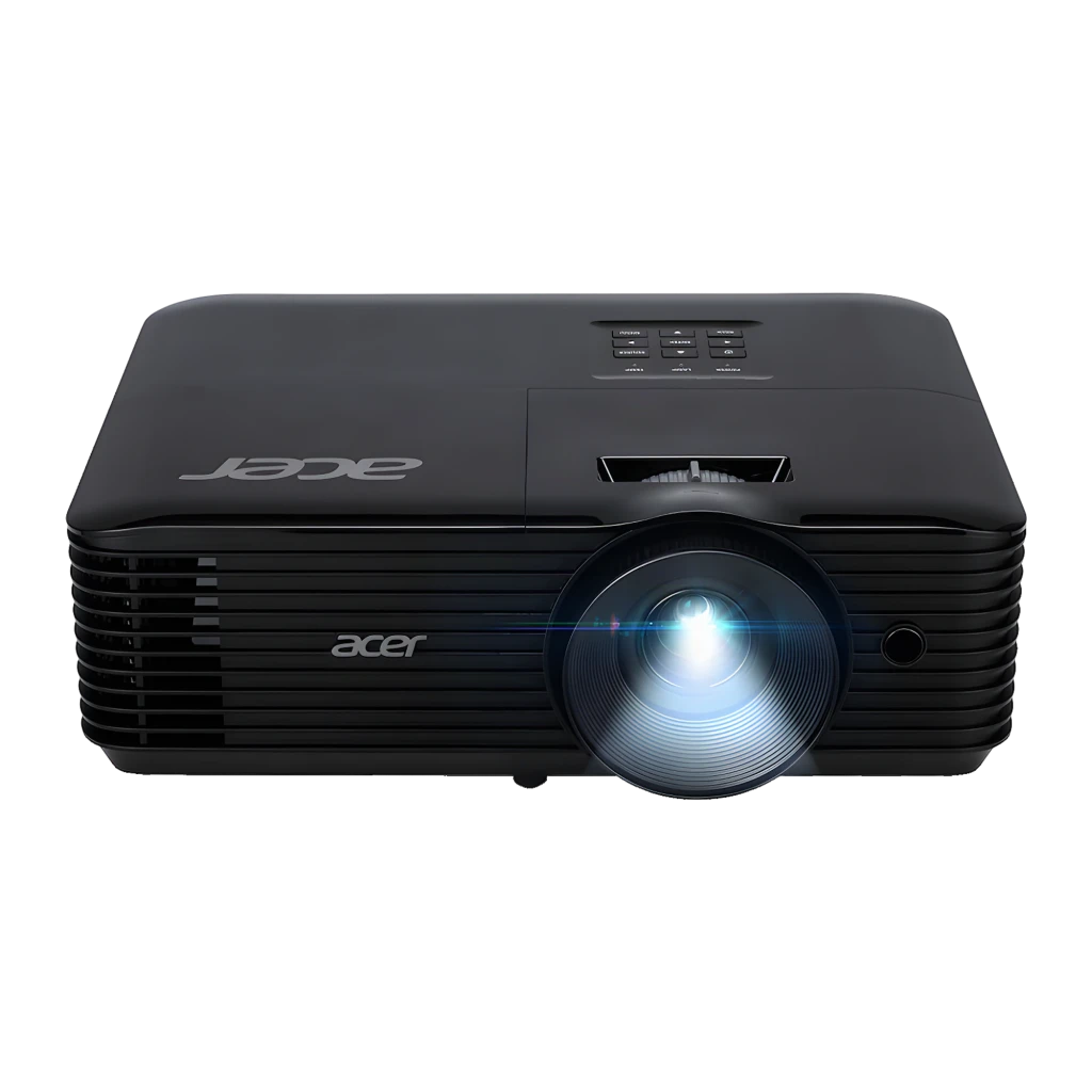 Acer Projecteur X129H Noir, vue avant gauche: objectif, grilles de ventilation latérales et panneau de commande supérieur - Ítem3